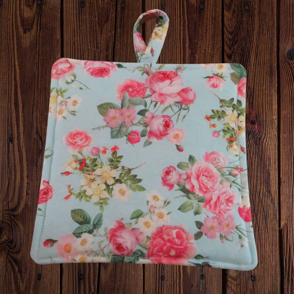 Handmade Potholder,  Pink Roses